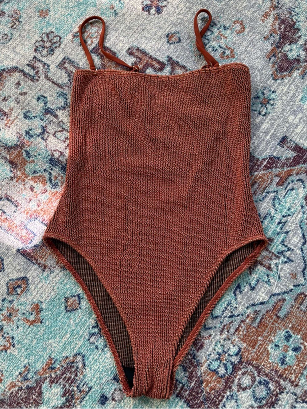 BEACH RIOT XS Shimmery Rust / Brown One Piece Swim, removable straps